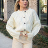 Selena Cream Knit Button-Up Cardigan- close up top view
