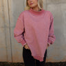 Hadley Mauve Pink Mineral Wash Sweatshirt- close up front view