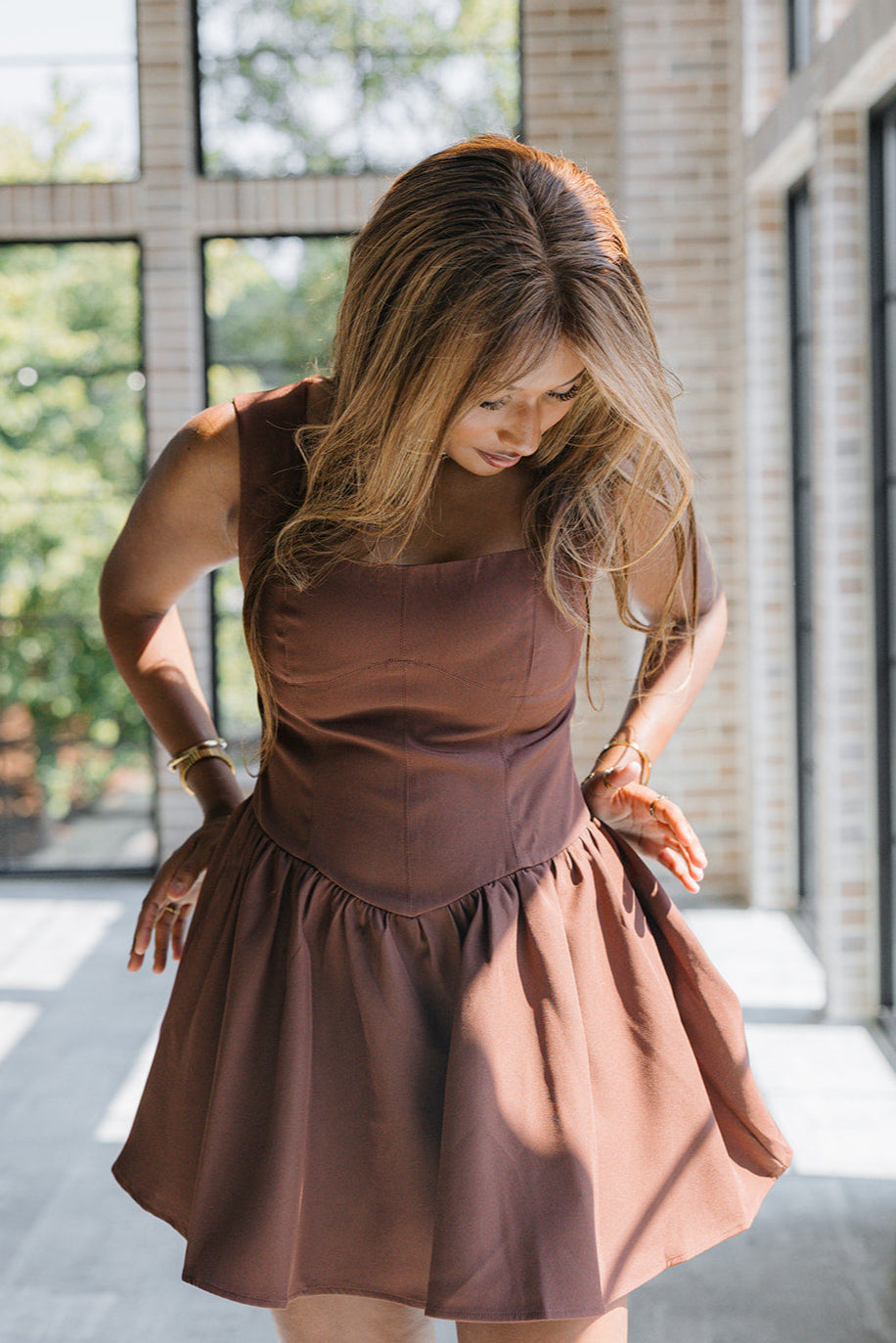 Zara Brown Flare Mini Dress - Lizard Thicket Zara Brown Flare Mini Dress - Lizard Thicket