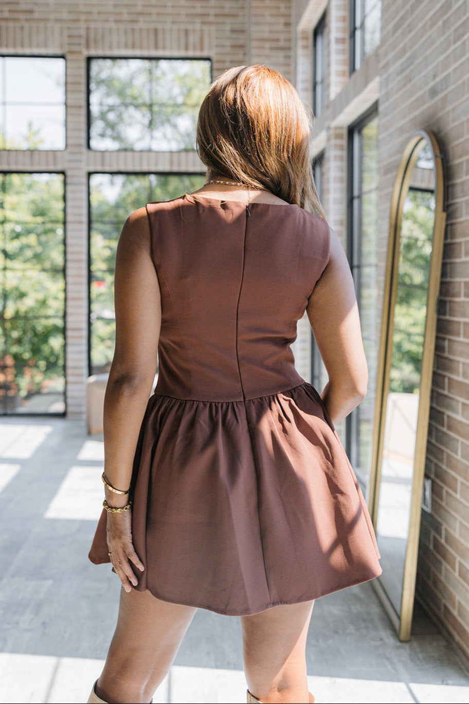 Zara Brown Flare Mini Dress - Lizard Thicket Zara Brown Flare Mini Dress - Lizard Thicket