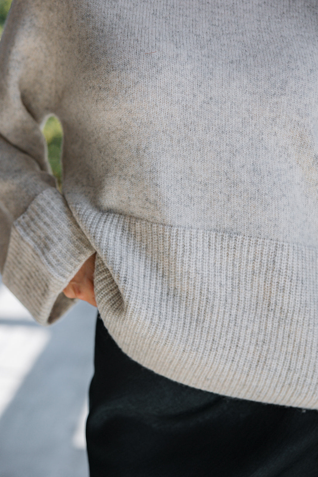Dahlia Oatmeal Knit Sweater- close up front view