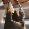 Paula Green Suede Scarf Purse - close up 