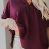 Kiara Deep Burgundy Short Sleeve Top - close up top view