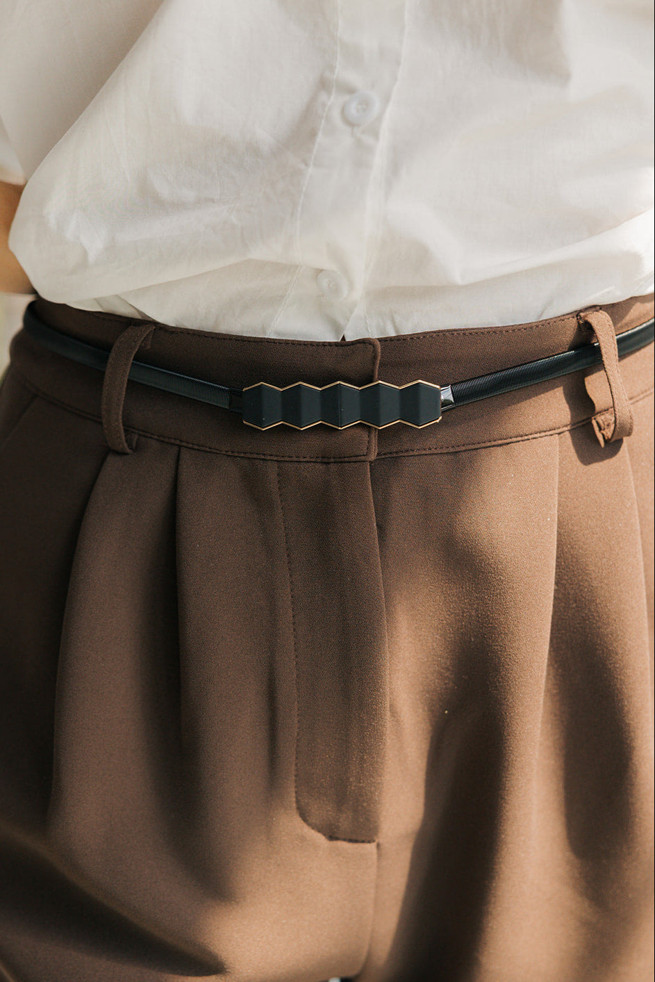 Liana Black & Gold Dimensional Belt - front 