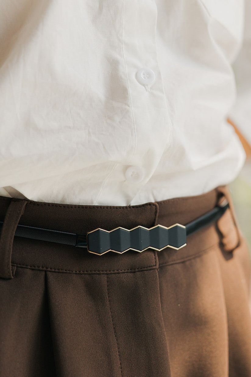 Liana Black & Gold Dimensional Belt - close up