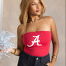 Leah Alabama "A" Crimson & White Tube Top- front top view
