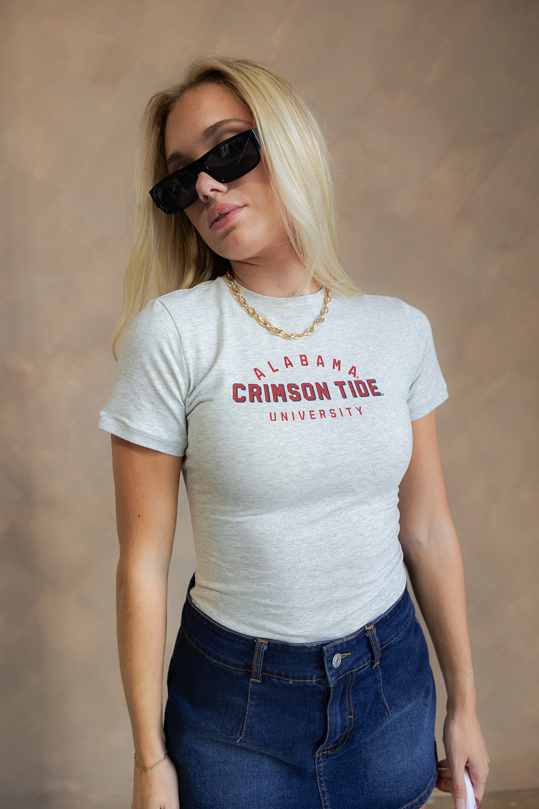 Alabama Crimson Tide University Heather Grey Top- top view