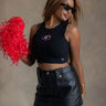 Haley Black Georgia Cropped Graphic Tank - front view