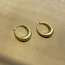 Ella Brushed Gold Closed Hoop Earring- close up front view