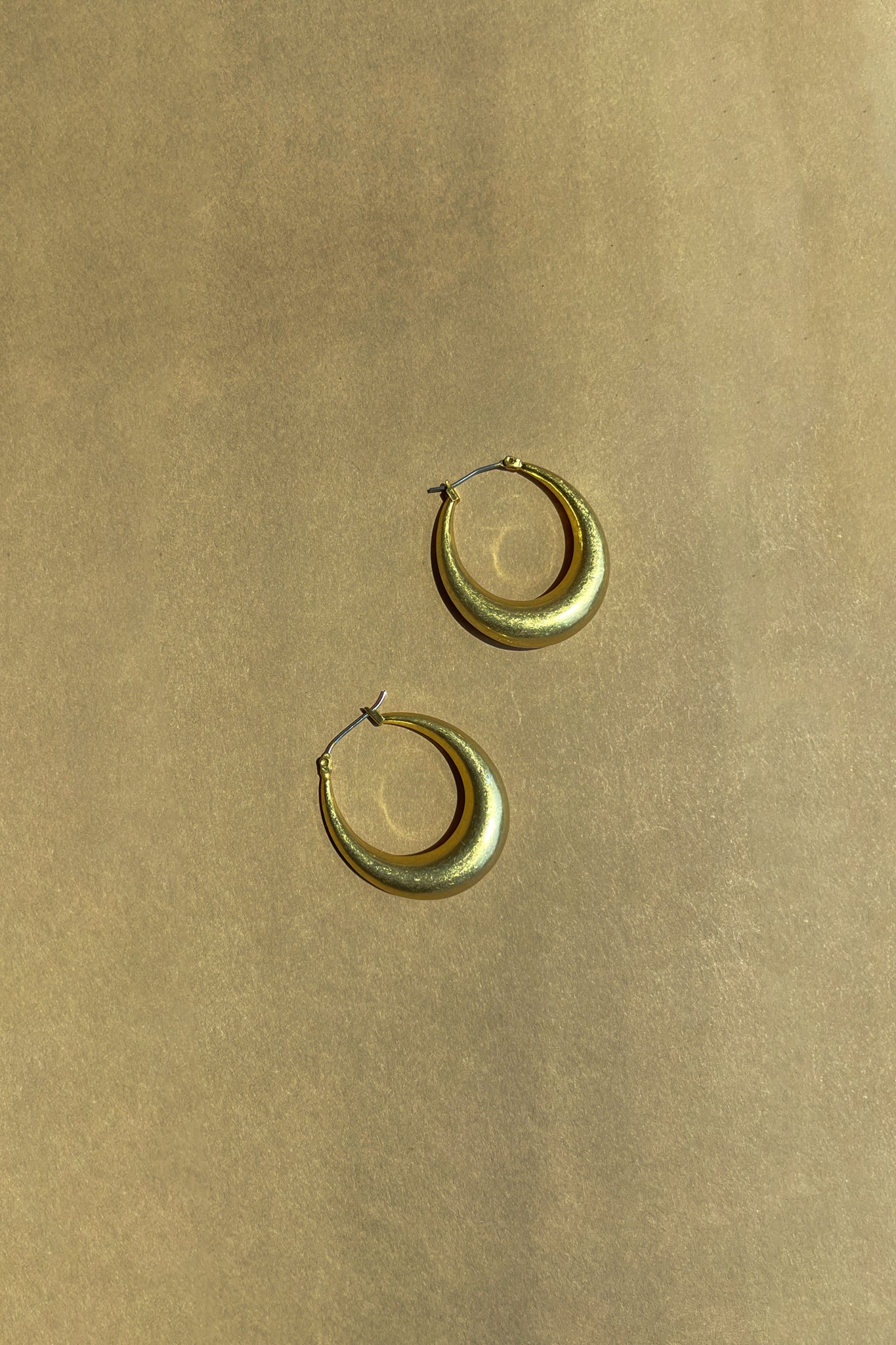 Ella Brushed Gold Closed Hoop Earring- flat lay view