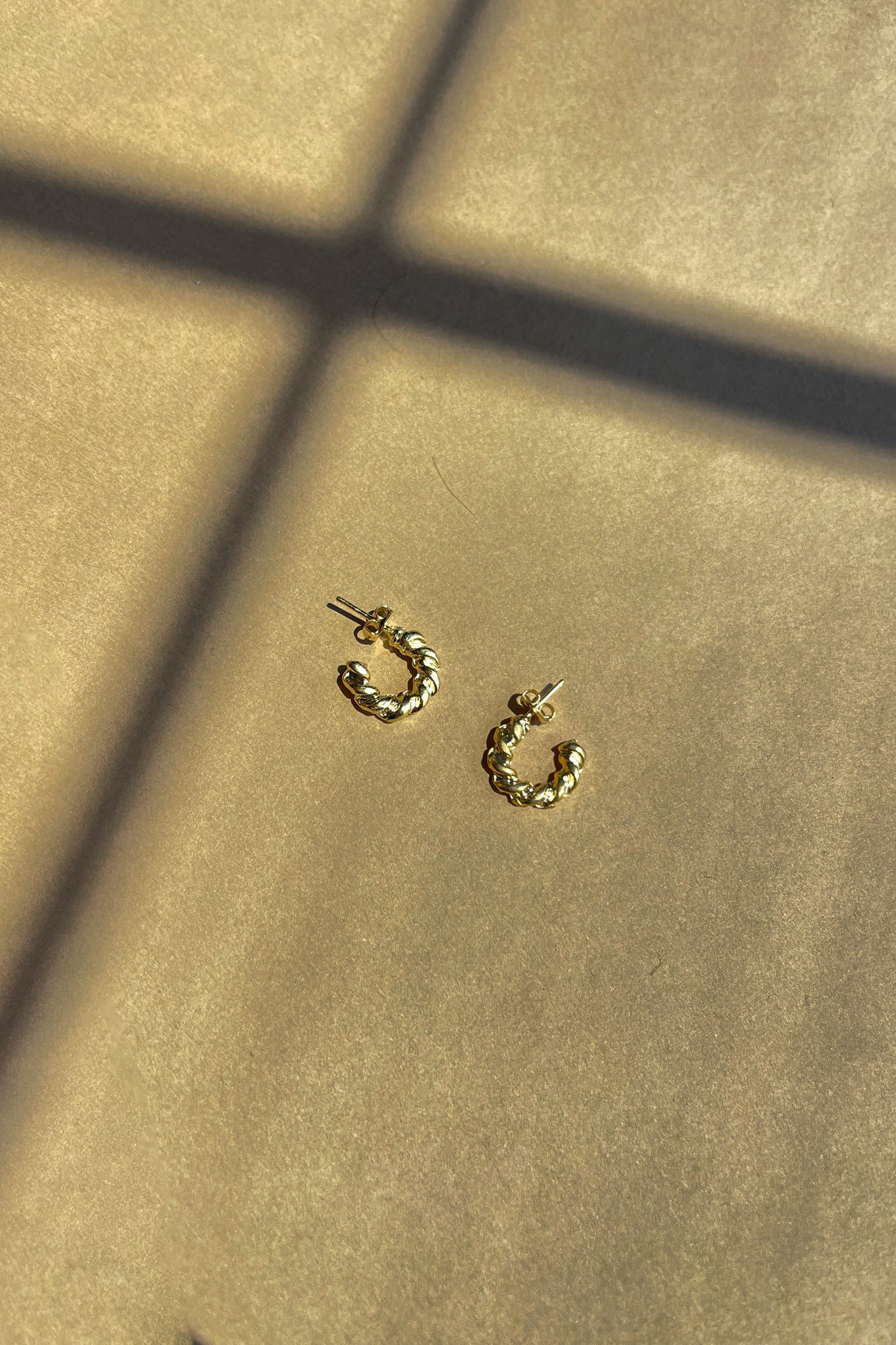 Aria Gold Mini Twisted Hoop Earring- front view