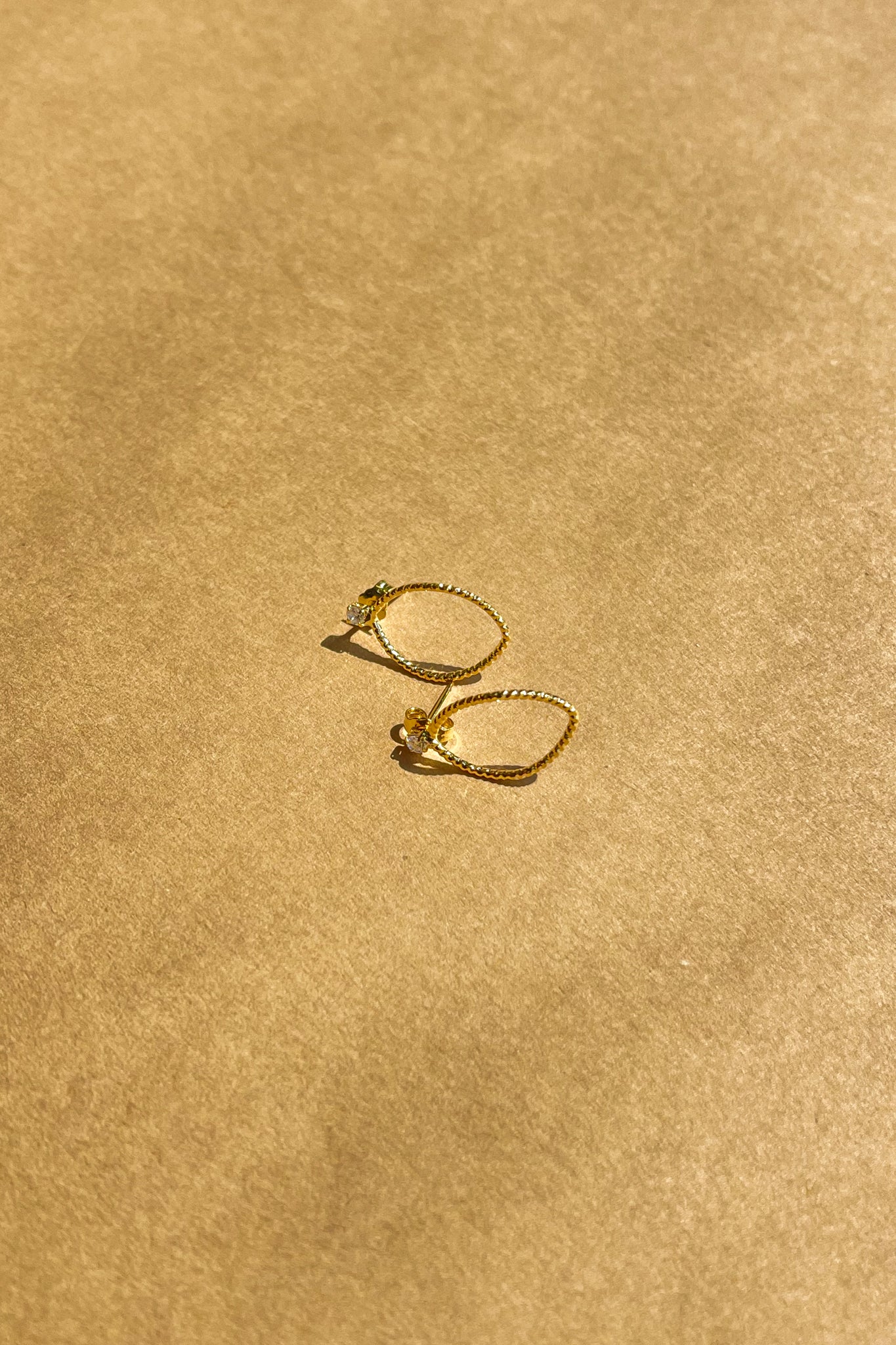 Amara Gold Filled Open Stud Earring-close up view