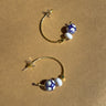 Ellie White & Blue Floral Hoop Earring- flat lay view