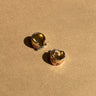 Alyssa Gold & Cherry Huggie Earring- closse up front view