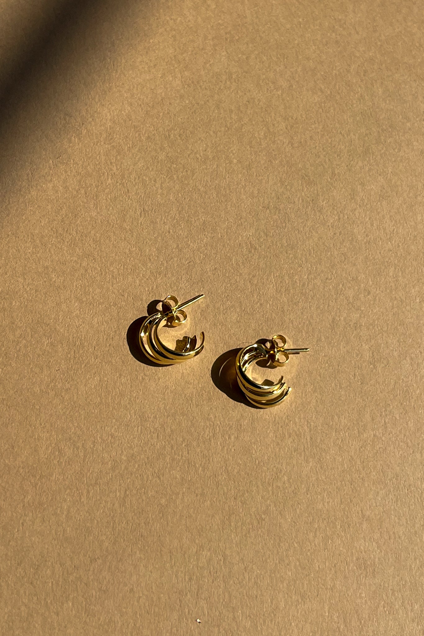 Eliza Gold Filled Mini Scoop Earring- close up front view