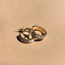 Everly White & Blue Swirl Gold Hoop Earring- close up front view