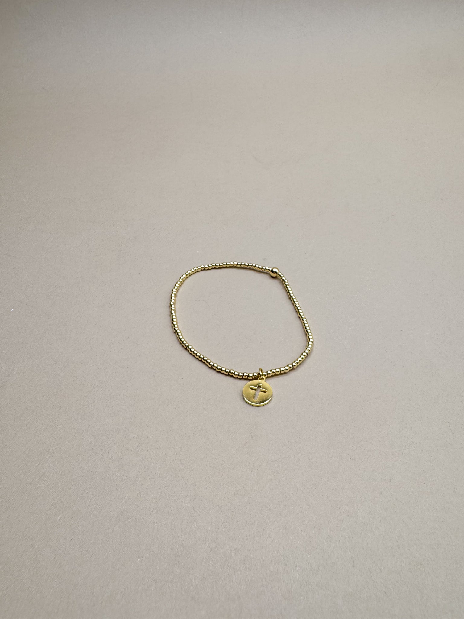 Juliette Gold Cross Bead Stretchy Bracelet