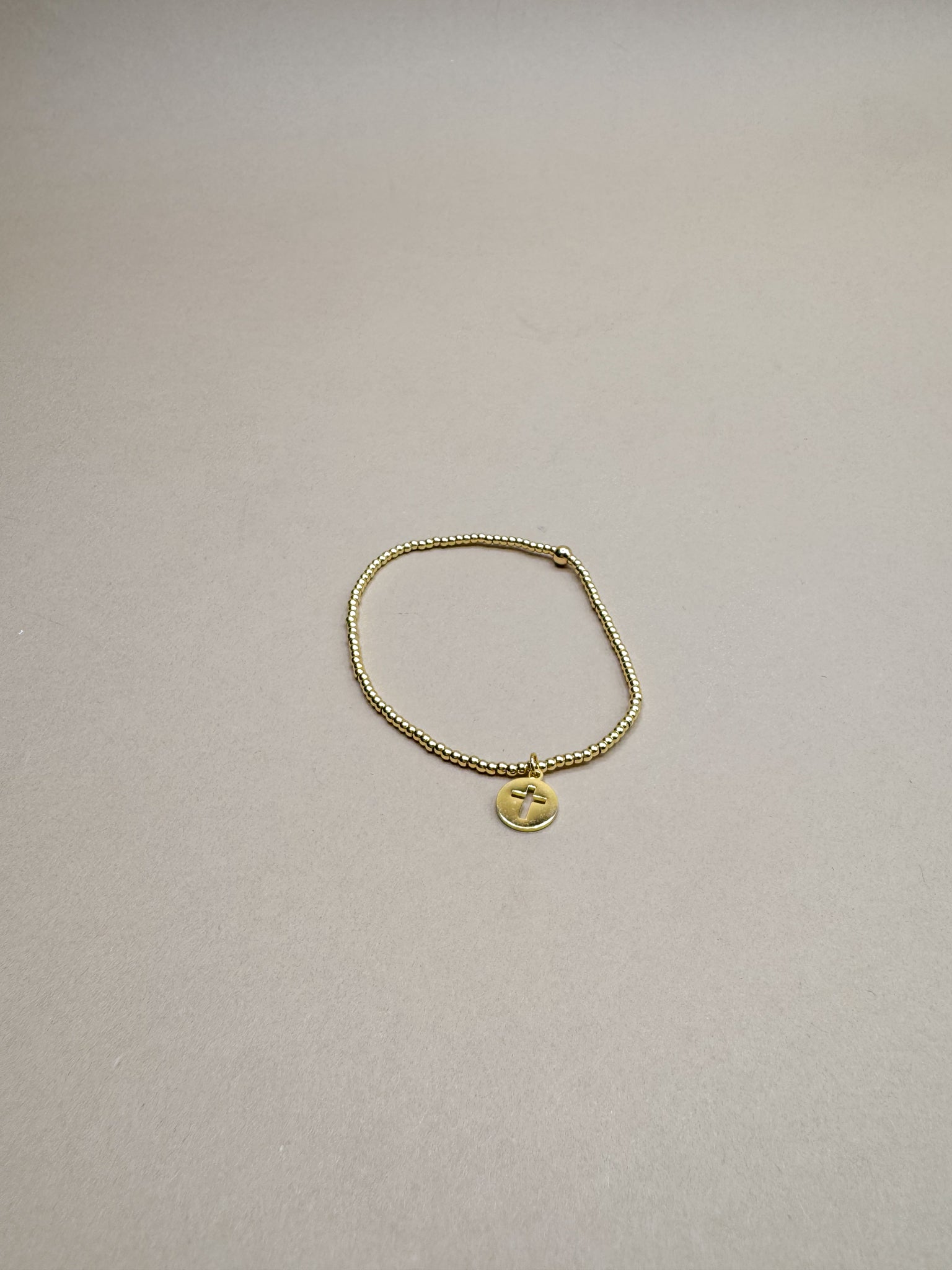 Juliette Gold Cross Bead Stretchy Bracelet