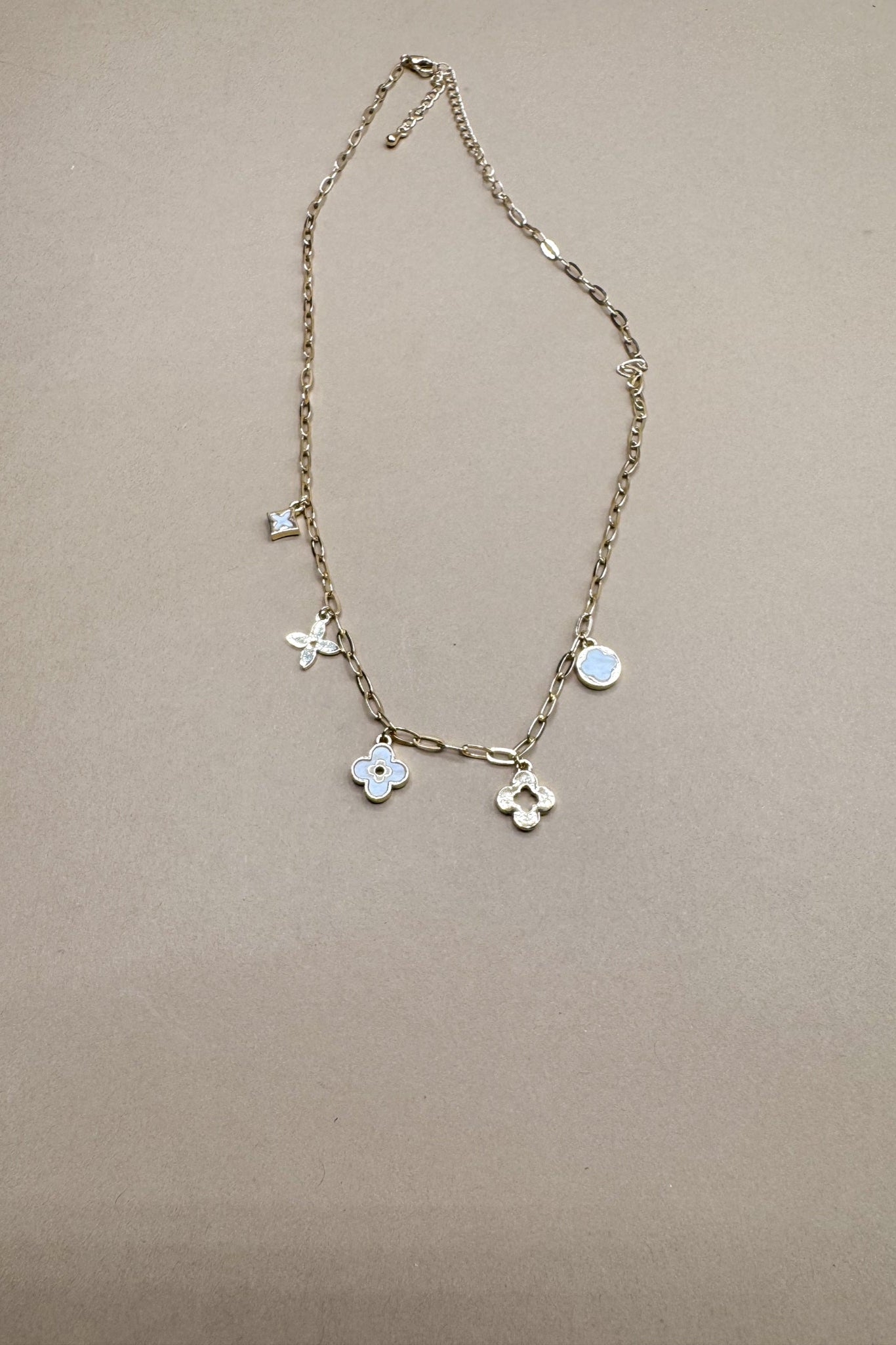 Grace Ivory & Gold Charm Necklace- full view