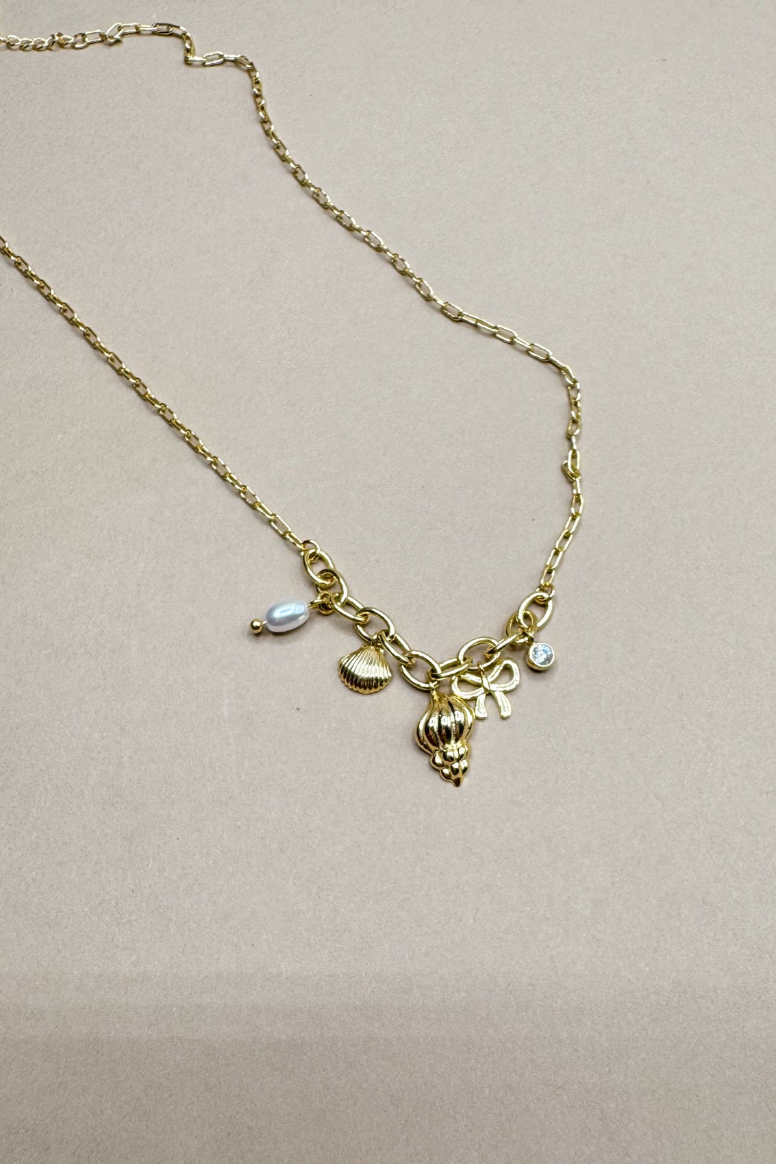 Valeria Gold Chain & Charms Adjustable Necklace- close up front view