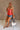 Ellison Red Orange & White Sweetheart Tank - full body frontal side view