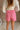 Brynlee Pink & Cream Stitch Shorts- close up back view