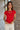 Mila Red Ribbed Short Sleeve Top- front view