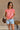 Alaina Melon Pink Short Sleeve Top- close up front view