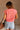 Alaina Melon Pink Short Sleeve Top- close up back view