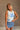 Khloe White & Blue Floral Ruched Tank- close up front view
