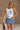 Khloe White & Blue Floral Ruched Tank- front view