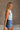 Khloe White & Blue Floral Ruched Tank- close up side view