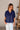 Calista Navy Braided Short Sleeve Top - close front view