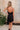 Hallie Black Satin & Lace Asymmetric Dress - full body back view