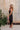 Hallie Black Satin & Lace Asymmetric Dress - full body side view