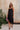 Hallie Black Satin & Lace Asymmetric Dress - full body frontal view