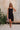 Hallie Black Satin & Lace Asymmetric Dress - full body front view