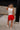 Maddie Red Gingham Waist Shorts - full body back view