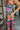 Lena Teal Multi Floral Satin Midi Dress- close up detail view