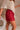 Lila Maroon Lace Trim Shorts - close up side view