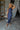 Kacey Navy Polka Dot Satin Midi Dress - full body front view