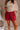 lila Maroon Lace Trim Shorts - close up front view