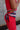 Emmie Red, White, & Navy Striped Satin Scarf - side view on model