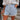 Alice Light Blue & White Floral Lace Shorts- front view