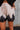 Sara Champagne Satin & Black Lace Shorts - close up front view
