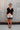 Sara Champagne Satin & Black Lace Shorts - full body front view