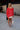 Mara Red Sequin Open Knit Poncho - full body back