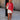 Mara Red Sequin Open Knit Poncho - full body front view