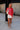 Mara Red Sequin Open Knit Poncho - full body front view