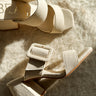 Beach by Matisse Lucy Natural Linen Heel Sandal- right side flat lay view